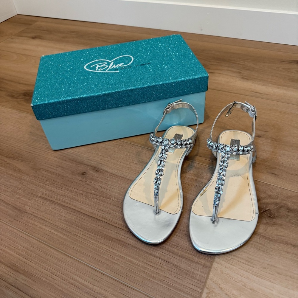 Blue by Betsey Johnson Silver Sandals with Rhinestones